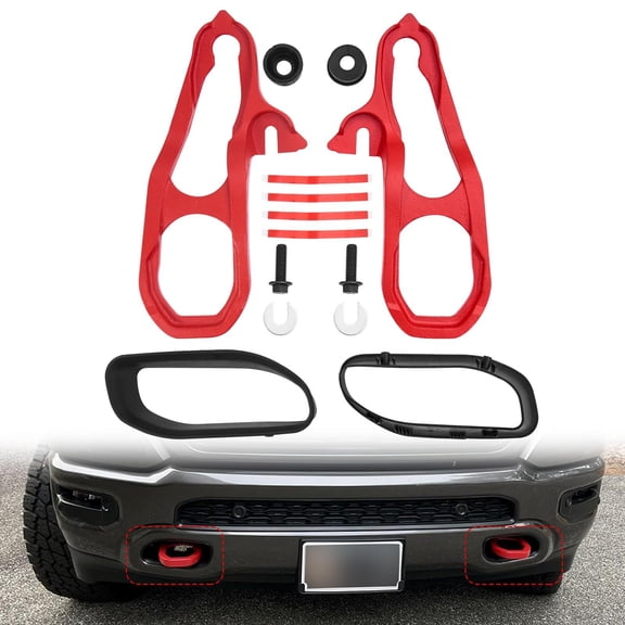 Front Car Front Forged Heavy Duty Tow Hooks Compatible with 2019 2020 2021 2022 Dodge Ram 1500 DT Replace# 82215268AB (Red)