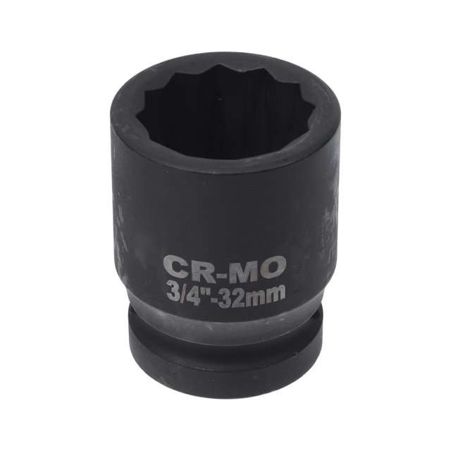 Ofertas Únicas 1 Pcs Zócalo de Impacto Herramienta de Hardware Duradera 60mm Negro Acero de Alto Carbono 12 Puntos 32mm para Reparación de Automóviles, Motocicletas, Dirtbike 3/4 Pulgadas