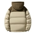 thumbnail image 3 of TFEOQRY Men's Solid Color Hooded Padded Coats Winter Fashion Long Sleeve Zipper Jacket Coat Outwear Khaki, 3 of 3