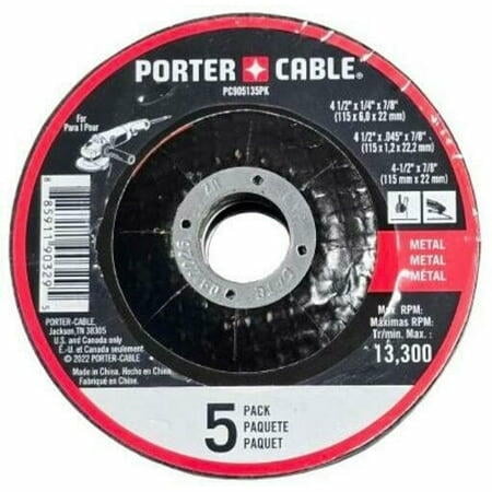 PORTER-CABLE 60 Grit Multi Wheel Set, 2 Cutting, 2 Grinding and 1 Flap, 5-Pack