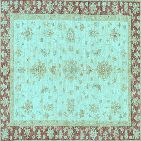 Ahgly Company Indoor Square Oriental Light Blue Traditional Area Rugs, 8' Square