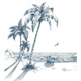 thumbnail image 3 of Island Duvet Cover Set, Sketch Art of a Tropical Seaside Palm Trees Fishing Boat Flying Birds, Decorative 3 Piece Bedding Set with 2 Pillow Shams, Queen Size, Petrol Blue White, by Ambesonne, 3 of 3