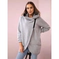 thumbnail image 5 of Women'S Plus Size Hooded Fleece Lined Sweatshirt Full Zip Casual Long Sleeve Outdoor Jacket Light Gray 4XL, 5 of 7