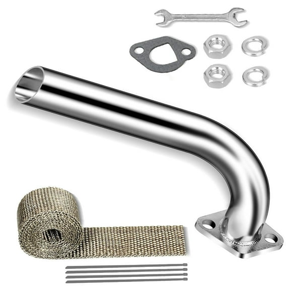 Exhaust Pipe Header Fit for CT200u Coleman BT200X CT200U-EX KT196 Mini Bike Go Kart Predator 212cc 224cc 196cc 6.5HP GX160 GX200 Clone Engine Baja Warrior MB200 Performance Components Silver