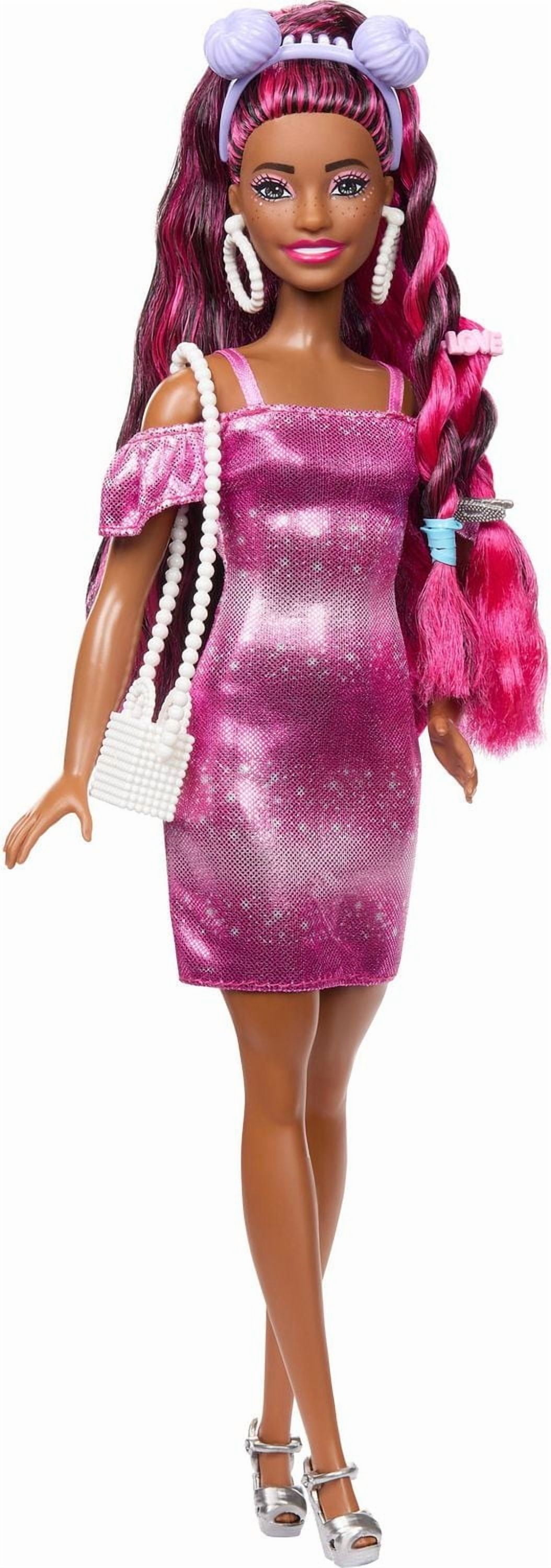Barbie Fun & Fancy Hair Doll with Extra-Long Colorful Black Hair and Styling Accessories