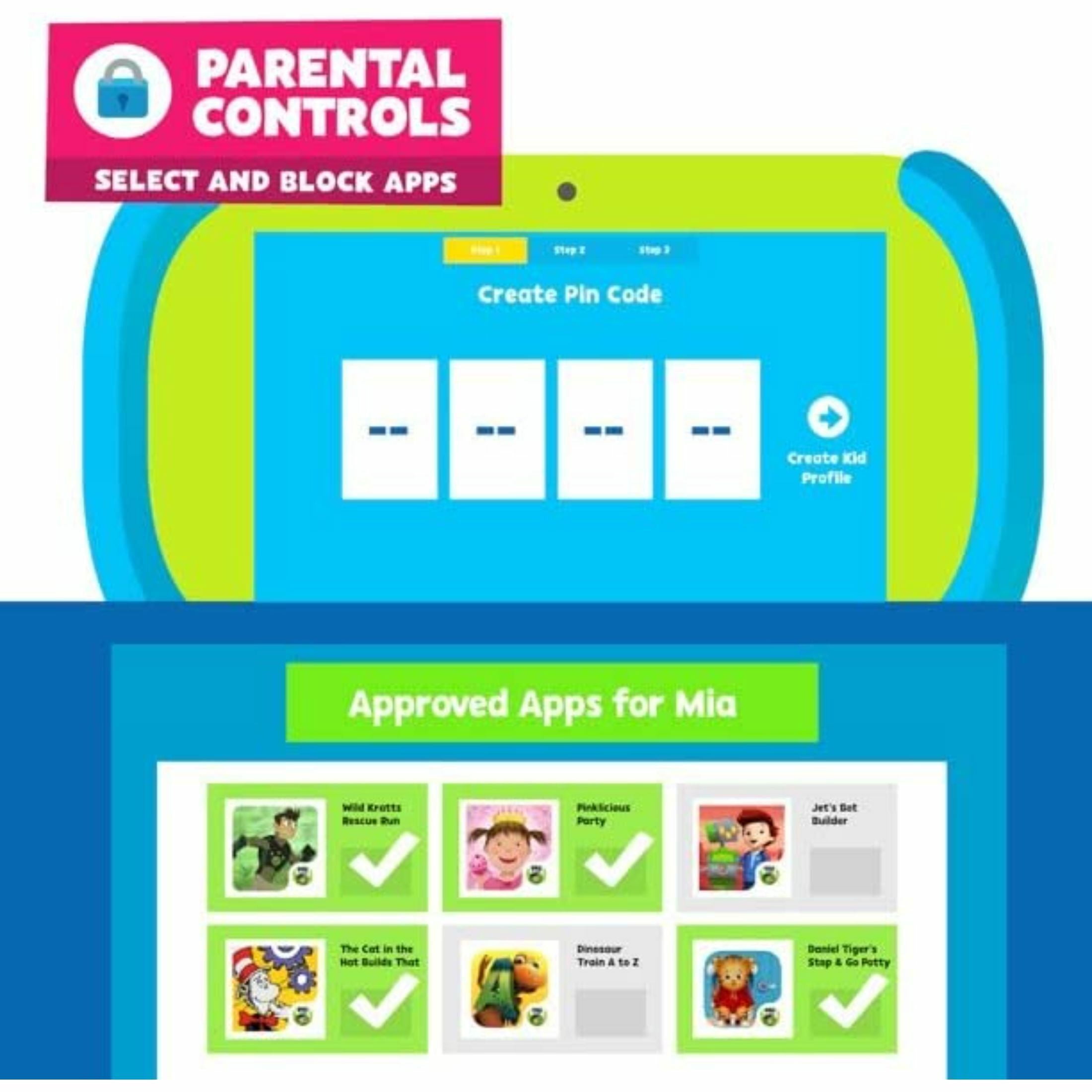 Core Innovations PBS KIDS Playtime Pad 2.0 7 - Inch HD Kid Safe Tablet - Green