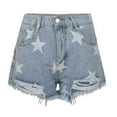 thumbnail image 7 of Women's Casual High/Low Rise Denim Shorts Frayed Raw Hem Ripped Jeans Shorts Trendy Loose Fit Basic Denim Shorts, 7 of 7