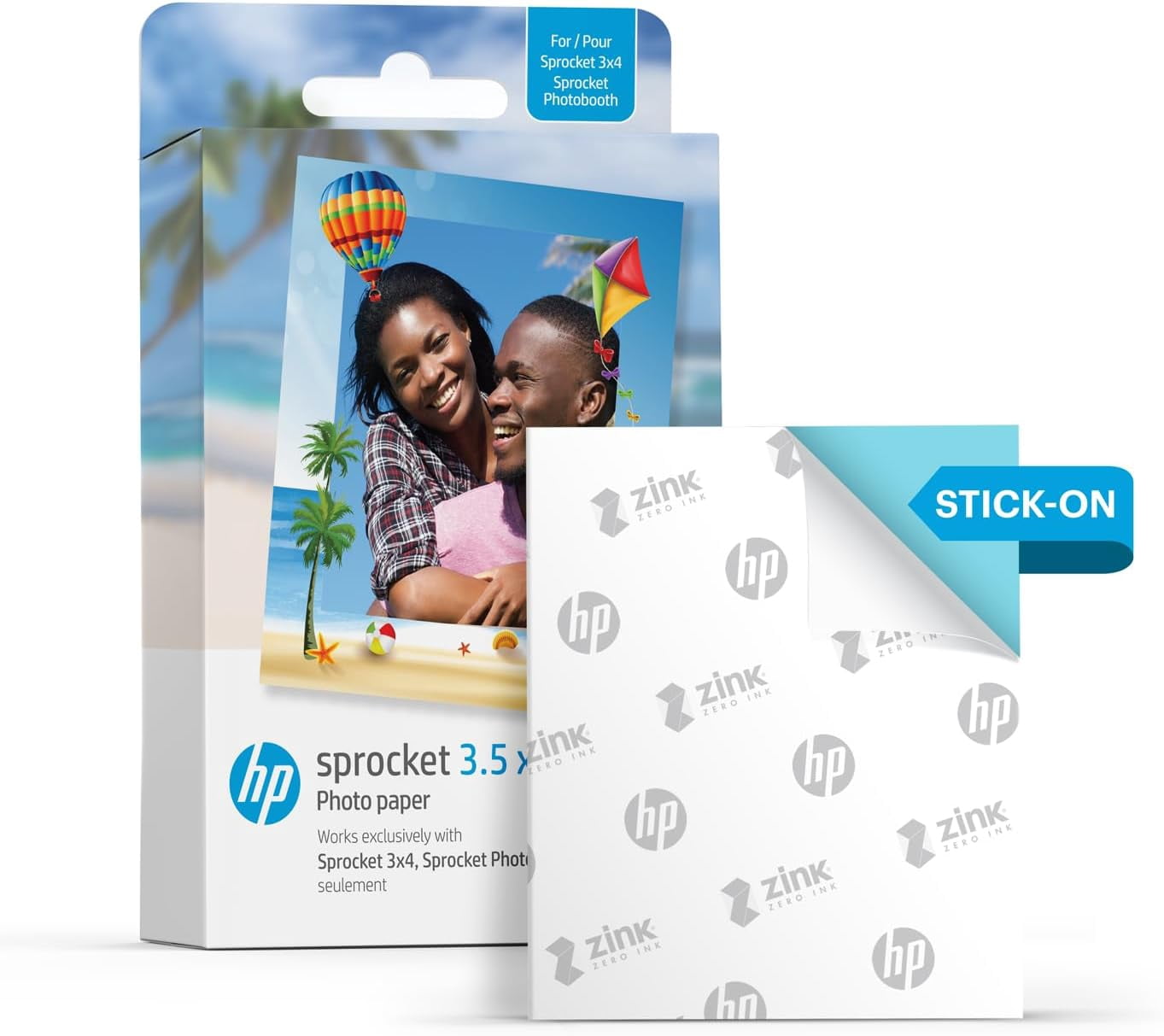 HP Sprocket 3.5 x 4.25” Zink Sticky-Backed Photo Paper (50 Pack) Compatible with HP Sprocket 3x4 Photobooth and Photo Printer
