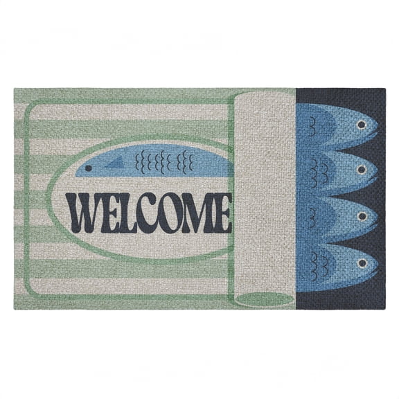Welcome Tuna Can Outdoor Door Mat, design by Lil' Rue, 18"x30"