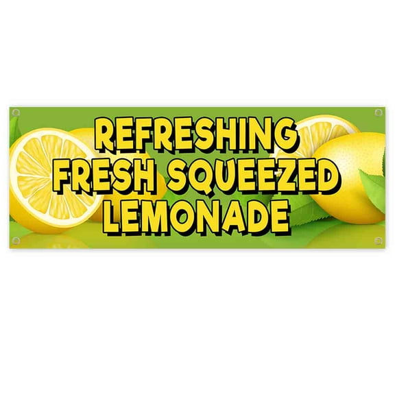 Fresh Squeezed Lemonade 13 oz Vinyl Banner With Metal Grommets