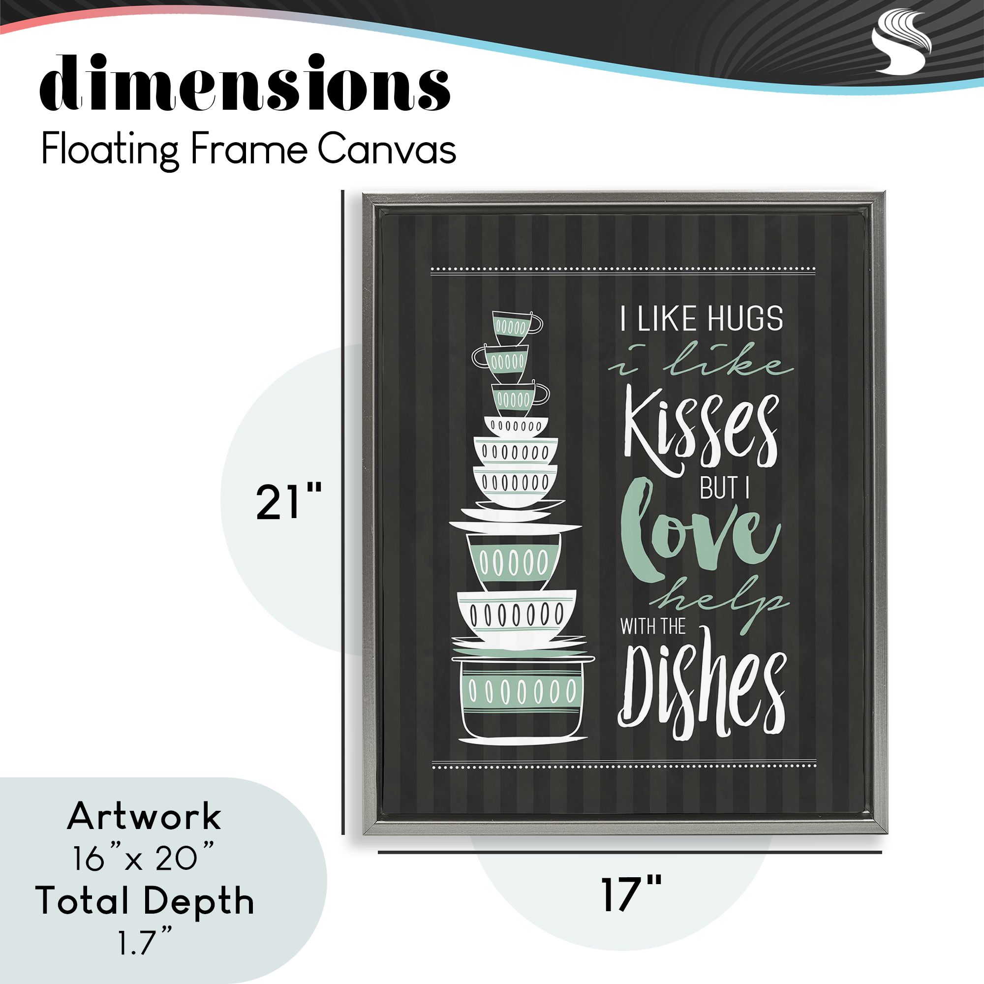 Love Help With Dishes Gray Framed Floater Canvas Wall Art, design by Lettered and Lined