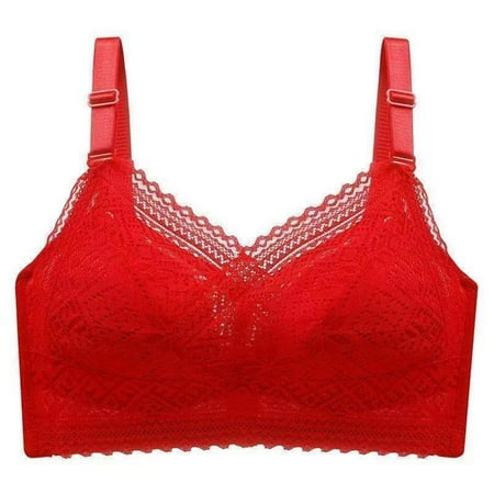 Ramiter Sexy Lingerie for Women Underwear Breathable Sports Wearing Women Vest Pad Top Sexy Bra Chest 42/95BCD Red