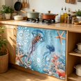 thumbnail image 6 of Blue Coastal Jellyfish Cabinet Curtain 35"Wx35"L,Dustproof Under Sink Skirt with Self Adhesive Tape,Summer Beach Starfish Botanical Cabinet Curtain Cover for Kitchen Sink,Bathroom Vanity,Laundry Room, 6 of 9