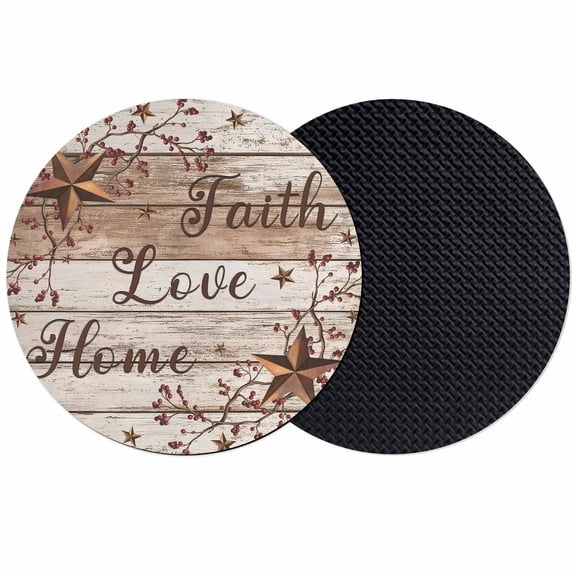 Farmhouse Coasters Set of 2, Absorbent Coasters for Drinks, Vintage Country Texas Star Wooden Grain Coaster for Desk Coffee Table Protection, Home Decor House Warming Gifts 4"