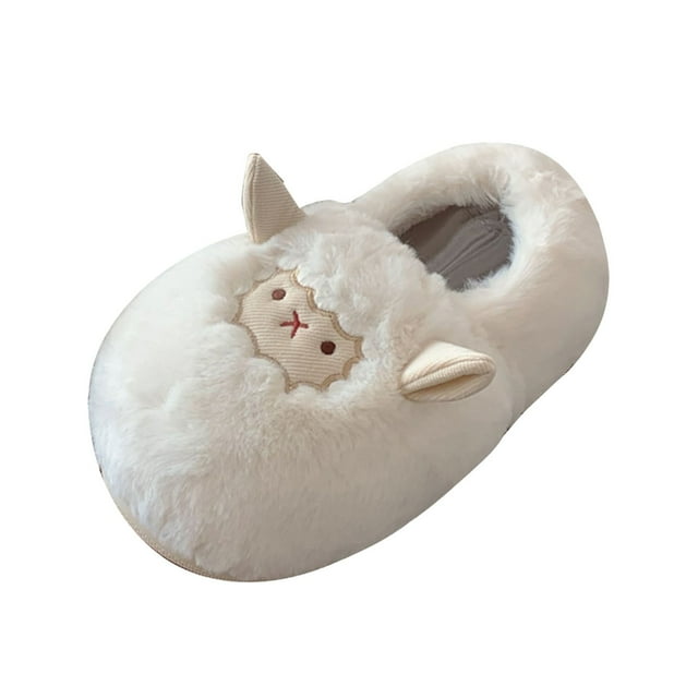 Leozcaa Pantoufles Mouton Douillettes pour Femmes Pantoufles d'Hiver Confortables Peluche Duveteuse d'Hiver Intérieur Extérieur Dessin Animé