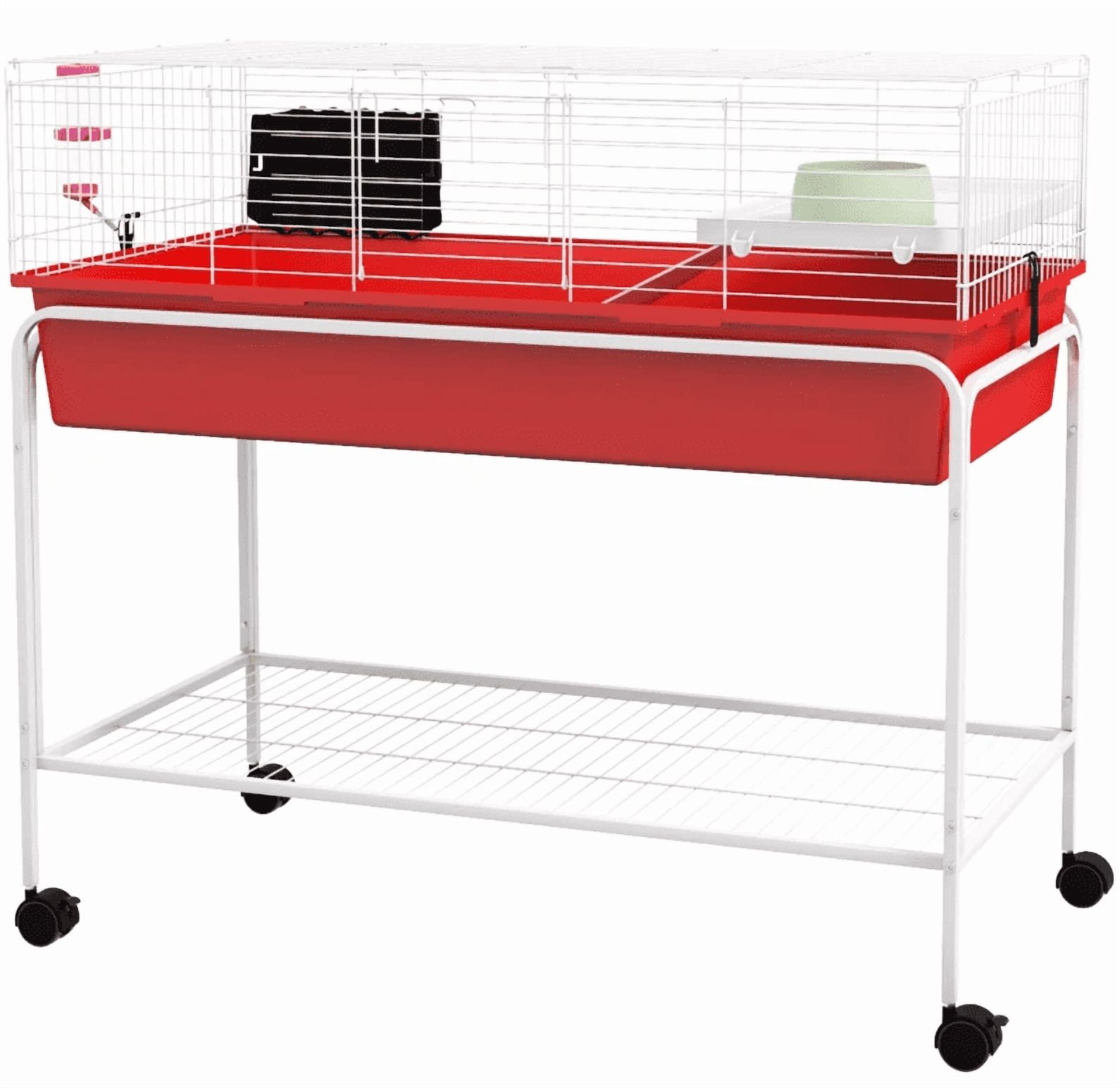 Two-Story Small Animal Cage Removable from Stand, 39" x 20.5" x 36.5", Red