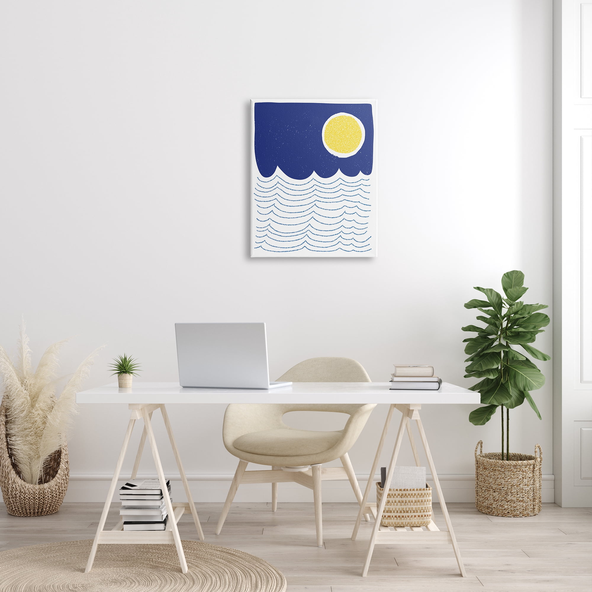 Stupell Industries Bold Summer Sun Nautical Abstract Striped Ocean Waves, 24 x 30, Design by Jen Bucheli
