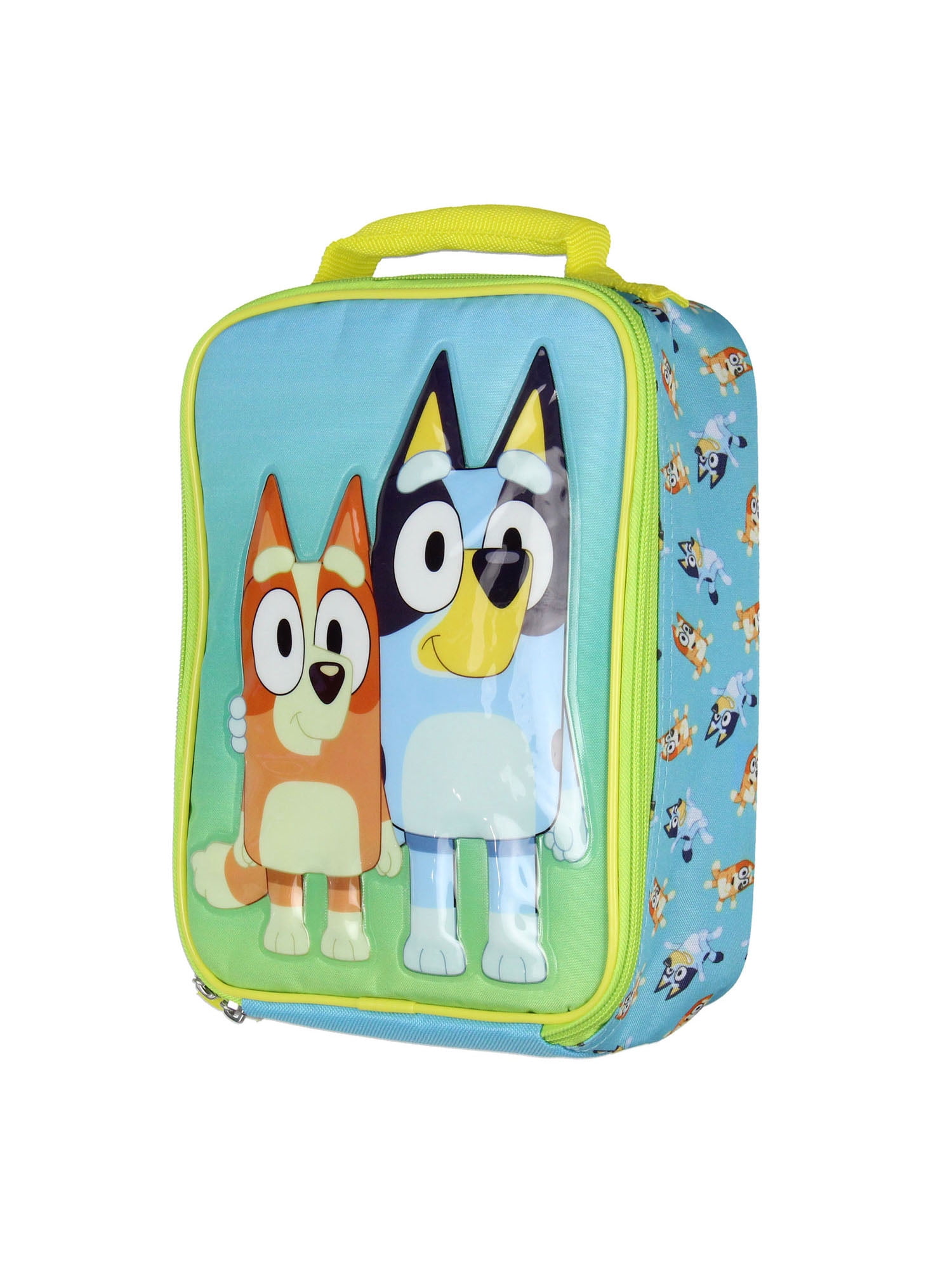 Bluey Kids Lunch Box Bluey And Bingo Raised Character Insulated Lunch Bag Tote For Hot And Cold Food, Drinks, And Snacks 10"