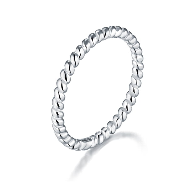 BORUO Bague en Argent Sterling 925, Bague Éternité Torsadée Empilable 2mm Taille 9