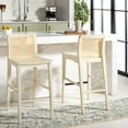 thumbnail image 4 of SAFAVIEH Benicio 42" Rattan Bar Stool, White Body/Natural Back Rest, Set of 2, 4 of 13