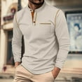 thumbnail image 2 of LNWUY Men's Autumn and Winter Shirts Cotton Long Sleeve Henley Shirt Classic Casual Golf Collar Tee with Pocket Yellow S, 2 of 7