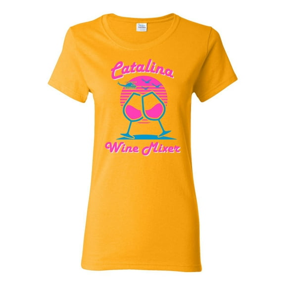 Catalina Wine Mixer Island Prestige Movie| Womens Pop Culture Graphic T-Shirt, Gold, Medium