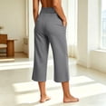 thumbnail image 4 of Womens High Waisted Capri Wide Leg Yoga Pants with Slits Summer Casual Athletic Workout Cropped Pants with Pockets,Gray,S, 4 of 8