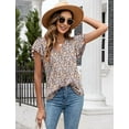 thumbnail image 2 of WQD Women’s Summer Floral Tops Flutter Short Sleeve V Neck Blouse Dressy Casual Loose Fit Tunic Shirts Trendy Ruffle Sleeve T Shirts, 2 of 6