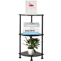 3 Tier Corner Display Rack, Casacomfy, Metal Column Corner Shelf Stand, Black Multipurpose Shelving Unit for Bathroom, Living Room, Kitchen, Home Office