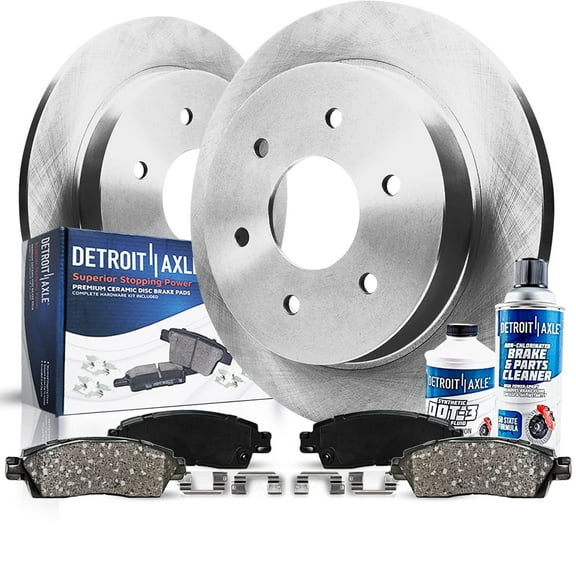 Detroit Axle - REAR Brake Kit for 2006 2007 Buick Terraza Saturn Relay, 2006-2009 Chevy Uplander Pontiac Montana, Disc Brake Rotors Ceramic Brakes Pads 2008 Replacement