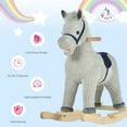 thumbnail image 5 of Qaba Kids Rocking Horse, Plush Ride on Horse, Toddler Rocker for 36-72 Months Boys and Girls with Realistic Sounds, Gray, 5 of 10