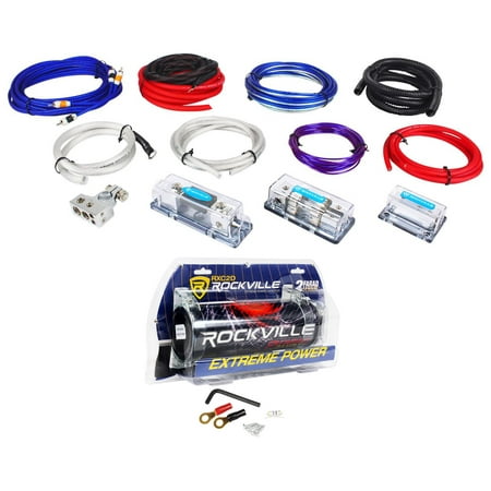 - Rockville RDA4+8K Dual 4/8 AWG Multi-Amp True Gauge Wire Kit+2 Farad Capacitor