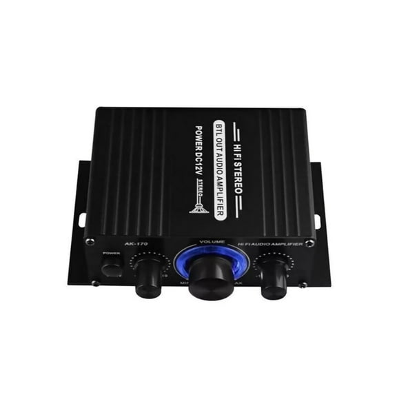 Dual Channel Portable Amplifier for Stereo Sound for Car, Motorcycle, and Boat Audio