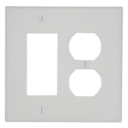 Leviton Decora Duplex Receptacles Leviton PJ826-W White Midway Nylon Two Gang Combination Duplex Receptacle Decora Wall Plate ()
