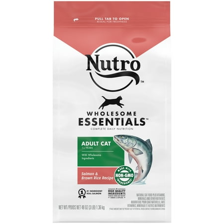 UPC: 0079105117449 | Nutro Wholesome Essentials Natural Salmon & Brown Rice Dry Cat Food For Adult Cat  3 Lb. Bag