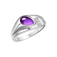 thumbnail image 3 of RYLOS Men's Rings Sterling Silver Ring - Timeless Pear Shape Cabochone Gemstone & Diamonds - Tear Drop Cabochon AMETHYST Rings For Men  Size 10, 3 of 6