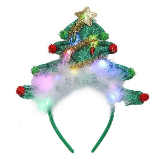 Festive LED Christmas Tree Headband Stylish Hair Hoop for Cosplay and Holiday Gatherings New Year Household Partu Decor