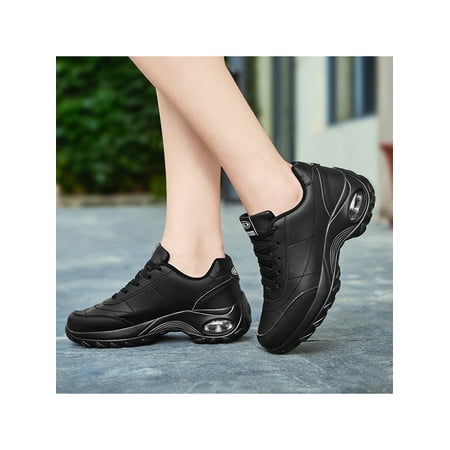 

Gomelly Womens Non-Slip Jazz Shoes Casual Lace-up Walking Athletic Dance Sneaker Black 6.5