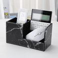 thumbnail image 3 of KINGFOM Pen Holder, PU Leather Desk Organizer Home School Office Stationery Storage Box Office Supplies Organizer Business Card Holder Black Marble, 3 of 9