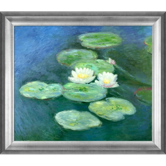 La Pastiche Claude Monet 'Water Lilies; Evening' Hand Painted Oil Reproduction