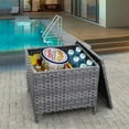 thumbnail image 4 of YEXJ Outdoor Wicker Storage Side Table, Patio Grey PE Rattan End Table with Storage, Square Container for Furniture Covers, Toys, and Gardening Tools, 4 of 7