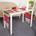 thumbnail image 2 of Reversible Mexican Table Runner Tablecloth with Tassels for Mexican Home Fiesta Party Decorations Outdoor Wedding Ceremony, 14''W x 84''L Fringe Cotton Serape Blanket - Red, 2 of 5