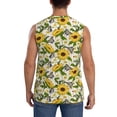 thumbnail image 4 of Lsque Sunflowers And Butterflies Print Men's Cotton Blend Sleeveless Muscle Shirts (S-3XL)- Moisture Wicking, Odor Protection, UPF 30+,X-Large, 4 of 8