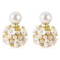 thumbnail image 2 of TFYZYY Flower Pearl Earrings for Women, 14k Gold Plated, Double Sided Design, Inlaid Created Zircon, Elegant Jewelry Gift, 2 of 5