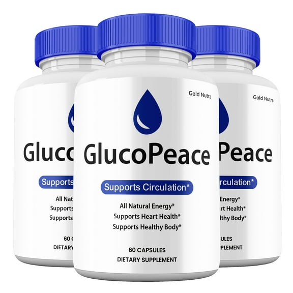 Gluco Peace Capsules, GlucoPeace Pills Glycogen Support Supplement Maximum Strength All Natural, 30 Day Supply (3 Pack)