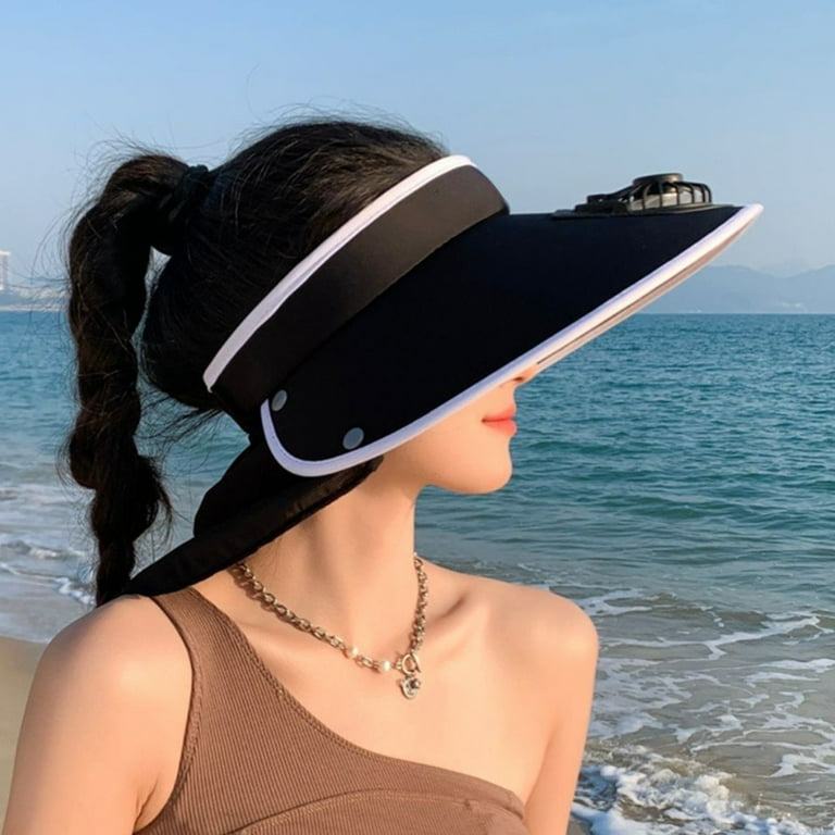 Sun Visors Hat With Fan, Female Style Wide Brimmed Sun  display picture 3