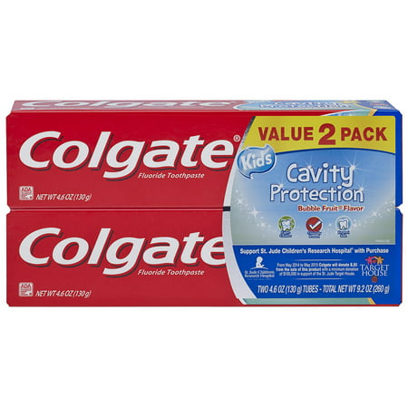 Colgate Kids Toothpaste Cavity Protection, Bubble Fruit, 4.6 ounces (2 Pack)