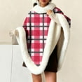 thumbnail image 2 of DeHolifer Women's Shawl Furry Warm Cape Coat Pullover Poncho Fluffy Fur-Collar Shawl Wrap Plaid Printed Fall Winter Outdoor/Indoor Cloak, 2 of 6