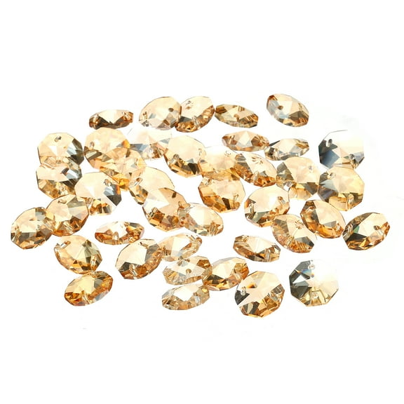 Uxcell 14mm Crystal Octagon Beads Chandelier Hanging Beads Yellow 40 Pack