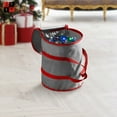 thumbnail image 2 of Christmas Light Storage Bag - with 3 Cardboard Wraps to Store a Lot of Holiday Christmas Light Bulbs, Nonwoven Fabric, Reinforced Stitched Handles (Gray), 2 of 4